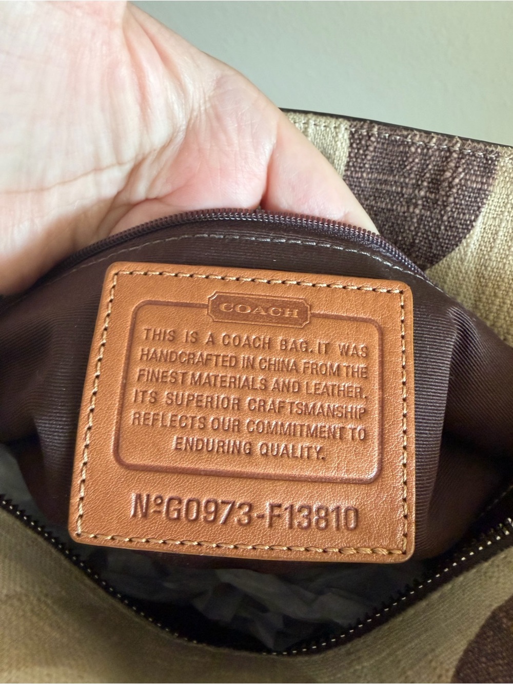 Y2K Coach Canvas Tote Bag with Brown Leather Trim - Classic Circle Pattern - Picture 5 of 6